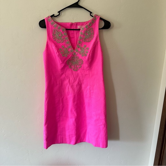 Lilly Pulitzer Gabby Shift Dress | Pop Pink Gold - Picture 3 of 11